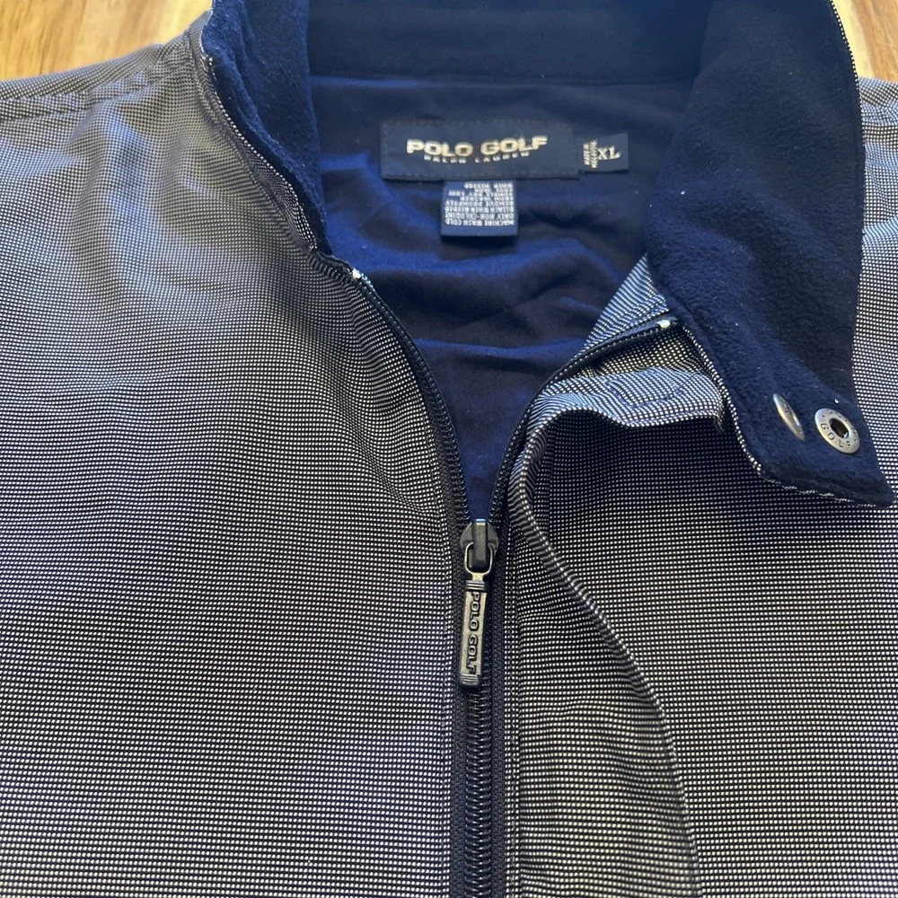POLO GOLF RALPH LAUREN Blue‎ Micro Checked Zipped Jacket Size XL Vintage